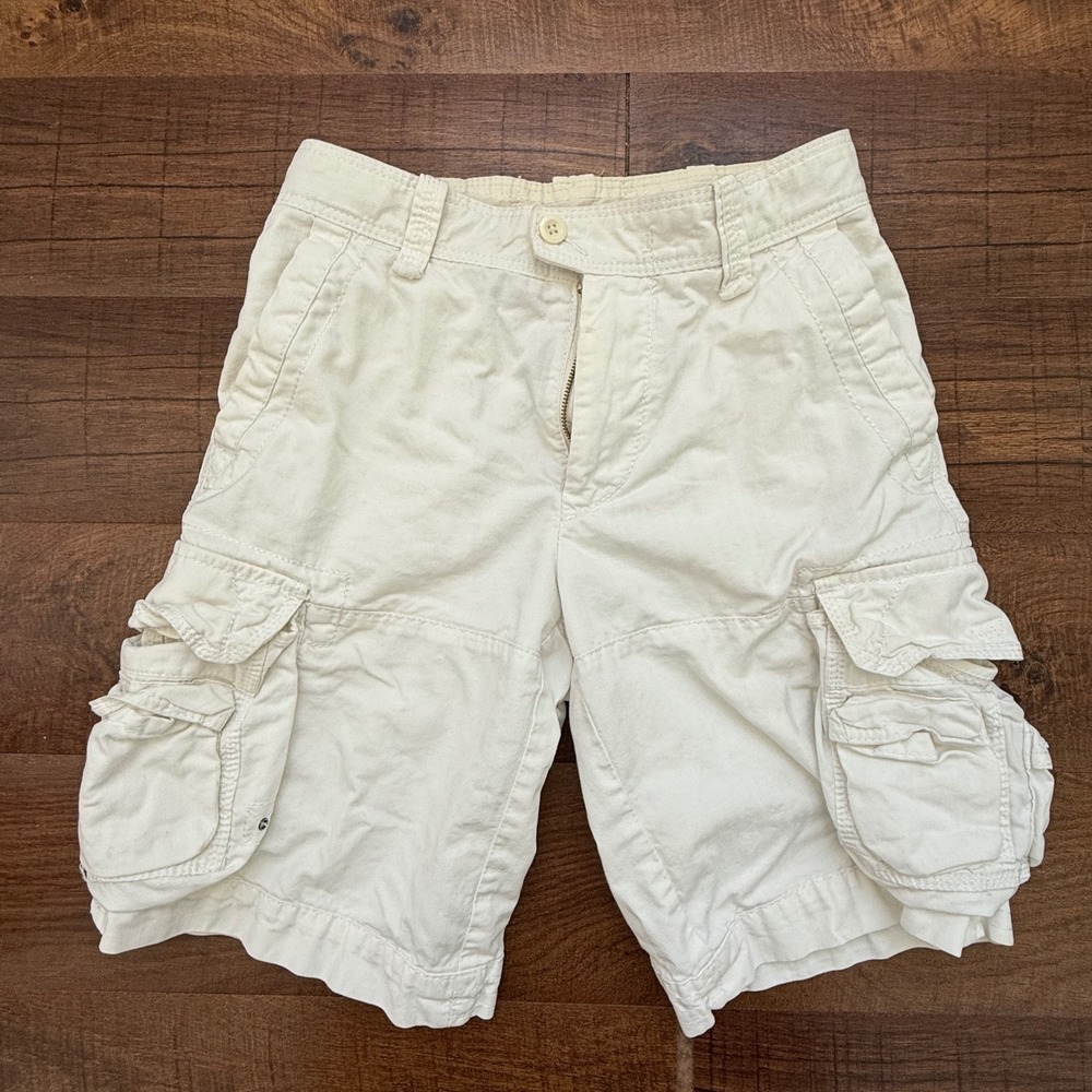 Polo Ralph Lauren Cargo Shorts Mens 28 Off White Cream 100% Cotton Utility